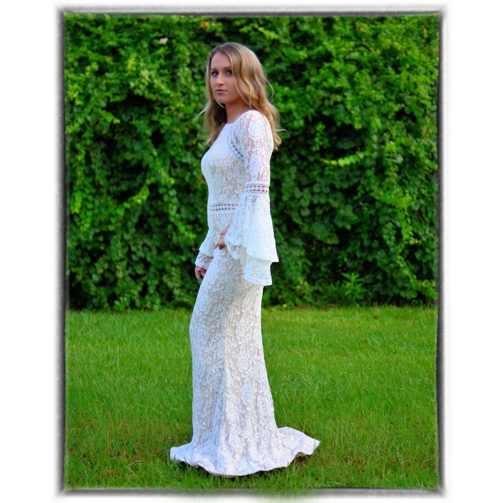 White Lace Formal Dress - Picture 3 of 8
